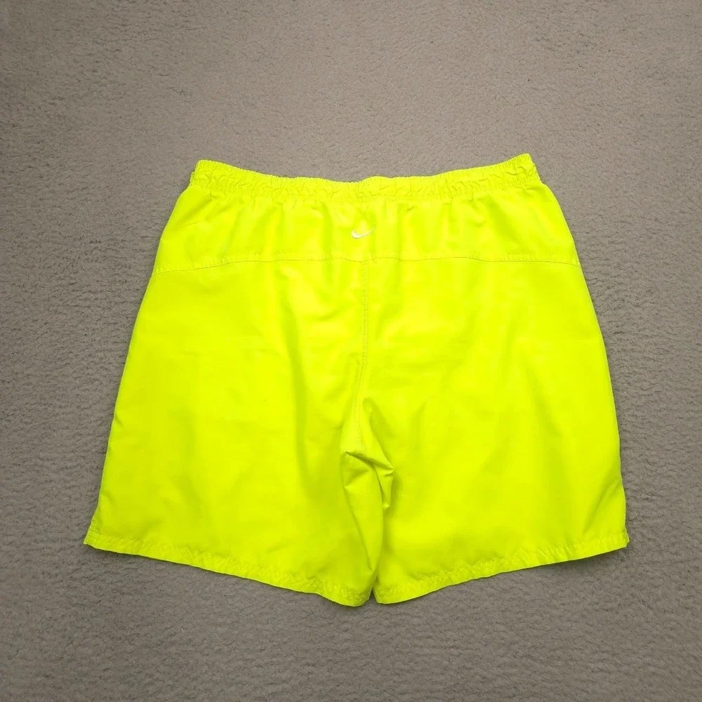 Nike Swim Trunks Mens XL Neon Yellow Elastic Waist Drawstring Pockets